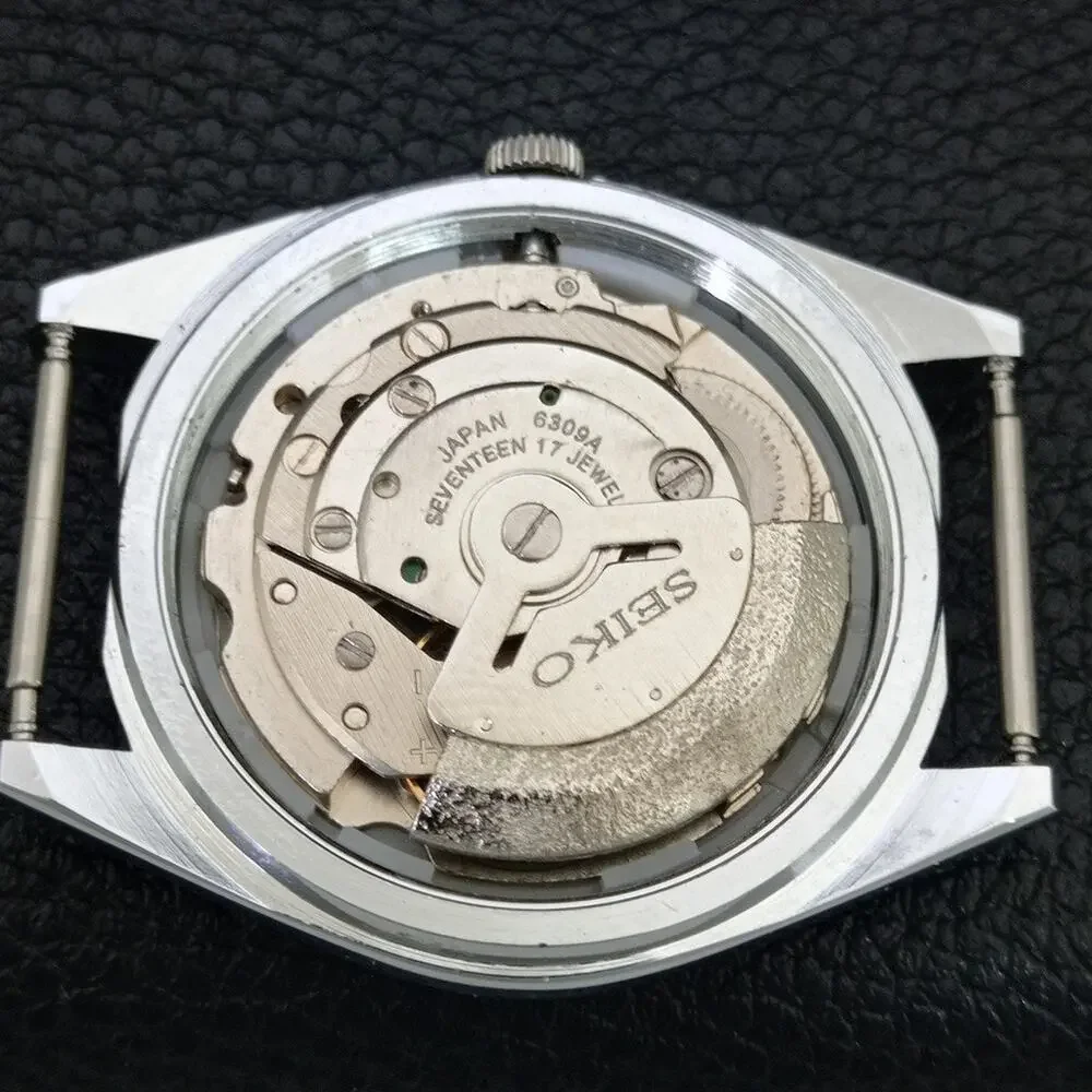 Vintage 1970 FCB Seiko Automatic Mens Silver Watch W/daydate & White accents